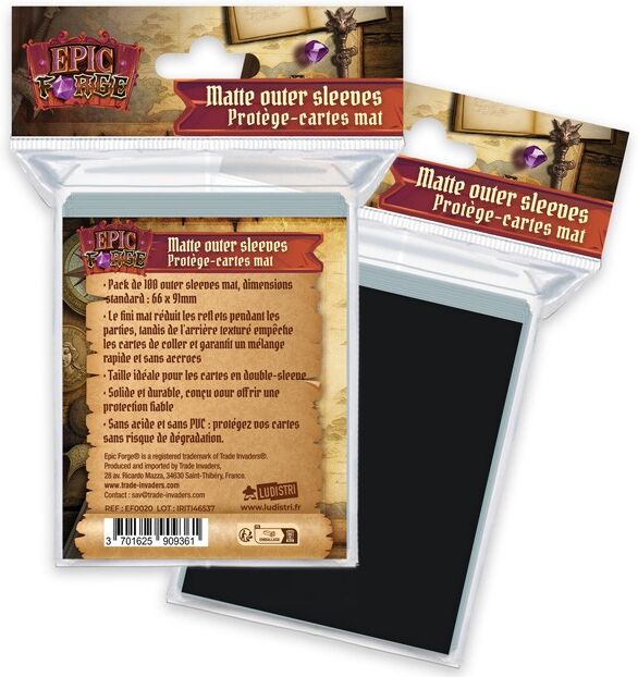 Rio 100 Outer Sleeves Matte (66 x 91 mm) Noir - Epic Forge