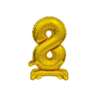 Folienballon Zahl 8 gold stehend