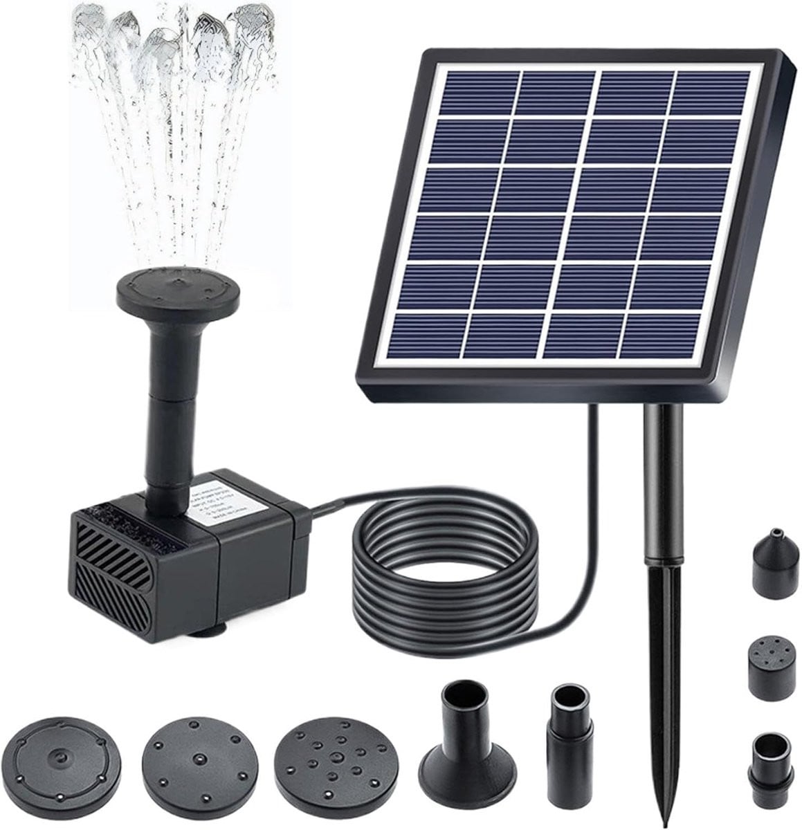 Zonne Fontein Waterpomp voor Vogelbad - Draadloze Tuindecoratie met Zonlichtstroom - 6V 2W