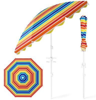 Costway 6.5 FT Beach Umbrella UPF 50+ with Sand Anchor for Garden Pool-Color