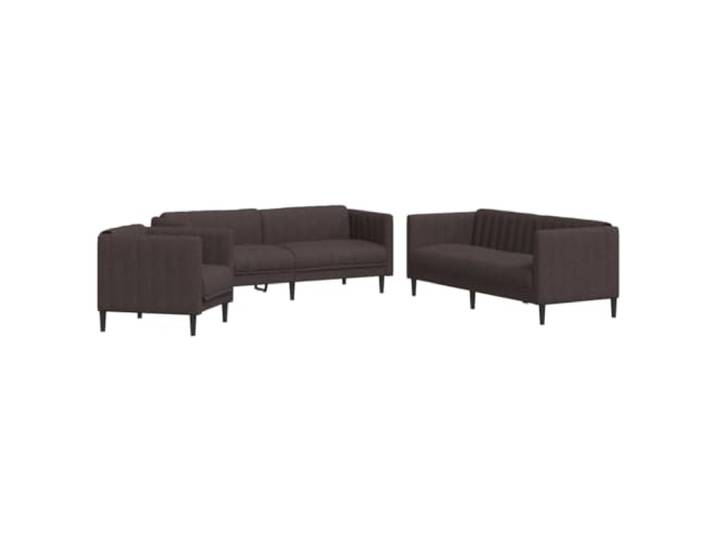Makastle 3er Set Sofa Couchgarnitur Dunkelbraun Stoff