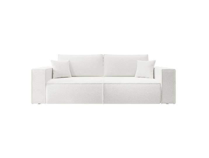 Dreisitziges Schlafsofa Farese mit Stauraum, cremefarbenes Bouclé