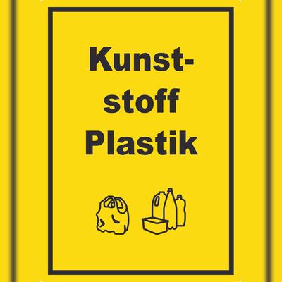 HB-Druck Kunststoff Plastik Mülltrennung Aufkleber Text Symbol shopping bag A3 (297x420mm)