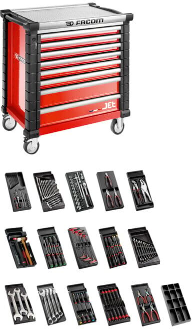 Chariot d'atelier Facom JET.8M4 avec 15 modules (SPOTLIGHT16PKW)