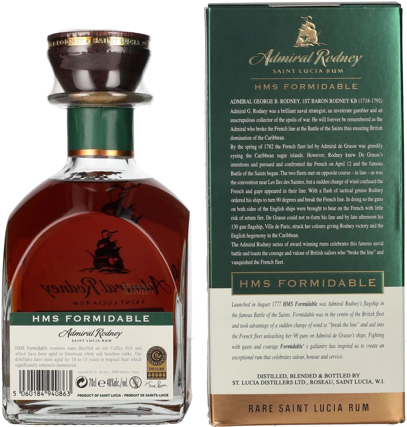 Admiral Rodney Rum Admiral Rodney HMS FORMIDABLE Rare Saint Lucia Rum 40% Vol. 0,7l in Geschenkbox