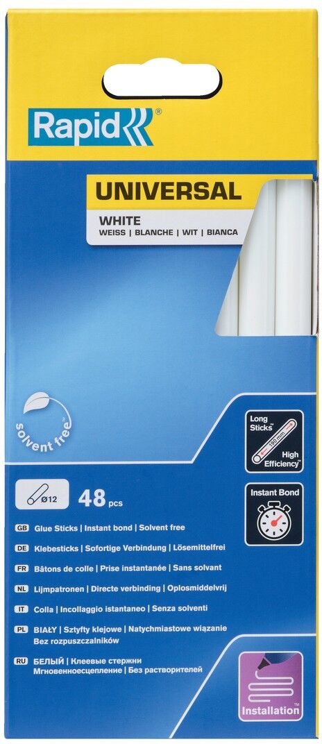 Isaberg Rapid AB Rapid 12 mm Klebesticks universal weiß, lang, 48 Klebesticks