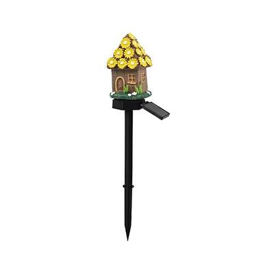 Handwerk Miniaturhaus solarbetriebene LED-Licht Gartenfee Outdoor Gehweg Sonnenblume Harz Cottage Dorf Lampe Dekoration