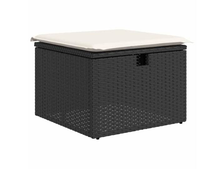 KTHLBRH Gartenmöbel-Set, 6-teilig, Schwarz und Creme, Polyrattan Modular mit Sitzsack, wetterfest, für Terrasse