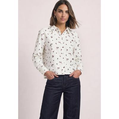Langarmbluse STREET ONE, Damen, Gr. 38, pure beige, Web, 100% Baumwolle, geblümt, klassisch normal, V-Ausschnitt, Bündchen, Blusen, mit Blumenmuster