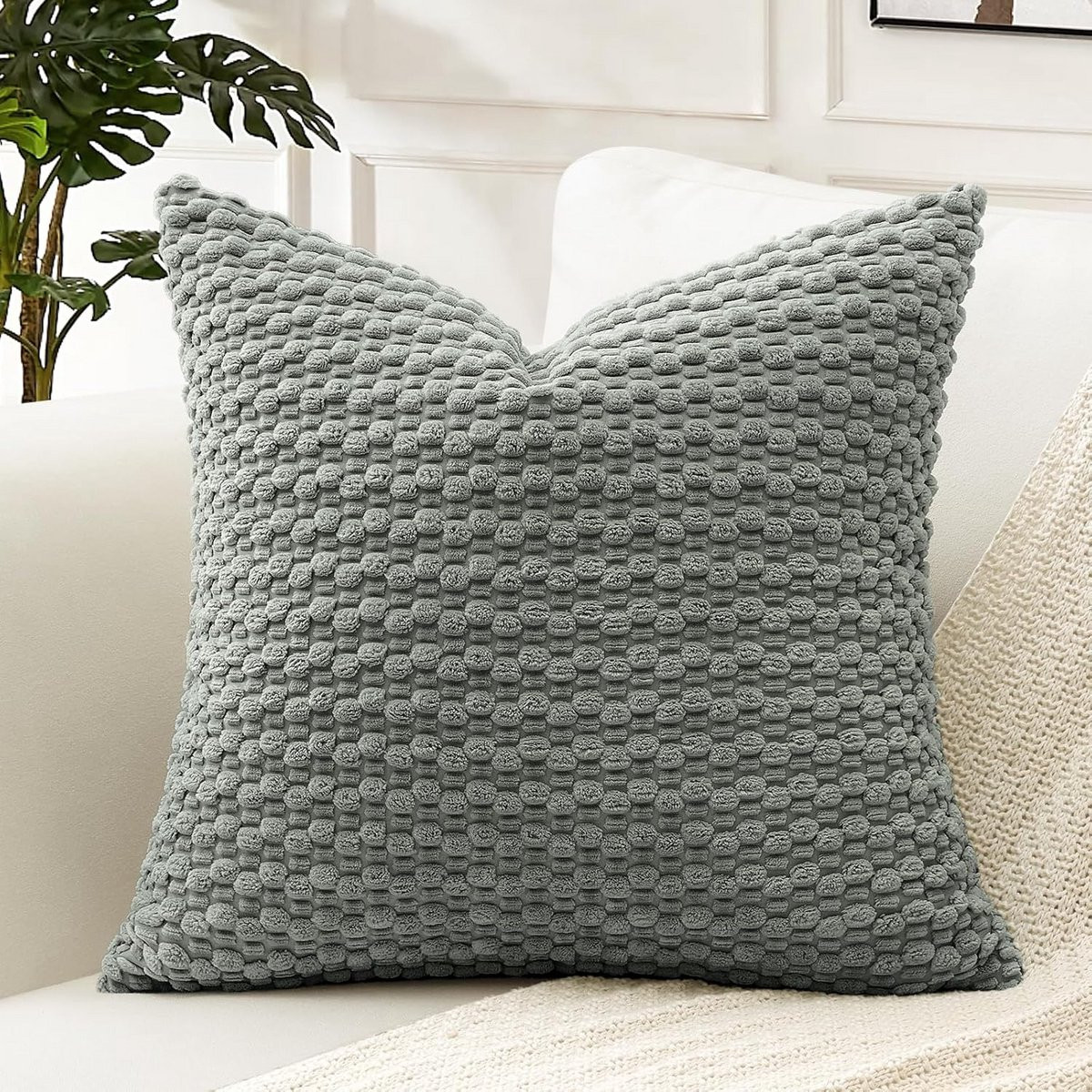 Decoratieve Corduroy Kussenhoes Gestreept Boho Vierkant Sierkussen 50 x 50 cm