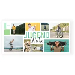 Dankeskarte für Jugendweihe in Weiß mit eigenen Fotos gestalten im Design "Dankeskarte Jugendweihe: Fotostrecke mit Fotos in Weiß" - Musterkarte - Karten einfach online bei wunderkarten gestalten...