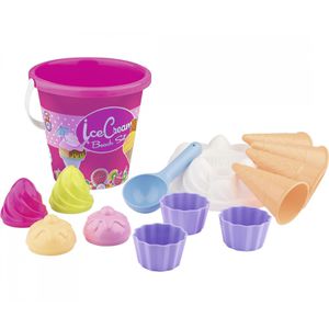 Simba Sandspielzeug 107114092, Eimergarnitur Eis, mit Eimer, Sieb, Sandformen, Löffel, 14 Teile