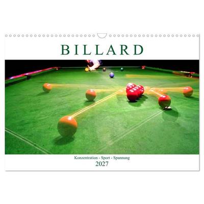 Billard. Konzentration - Sport - Spannung (Wandkalender 2027 DIN A3 quer), CALVENDO Monatskalender