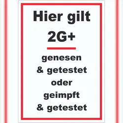 HB-Druck Hier gilt 2G Plus Hinweis Aufkleber mit Text A1 (594x841mm)