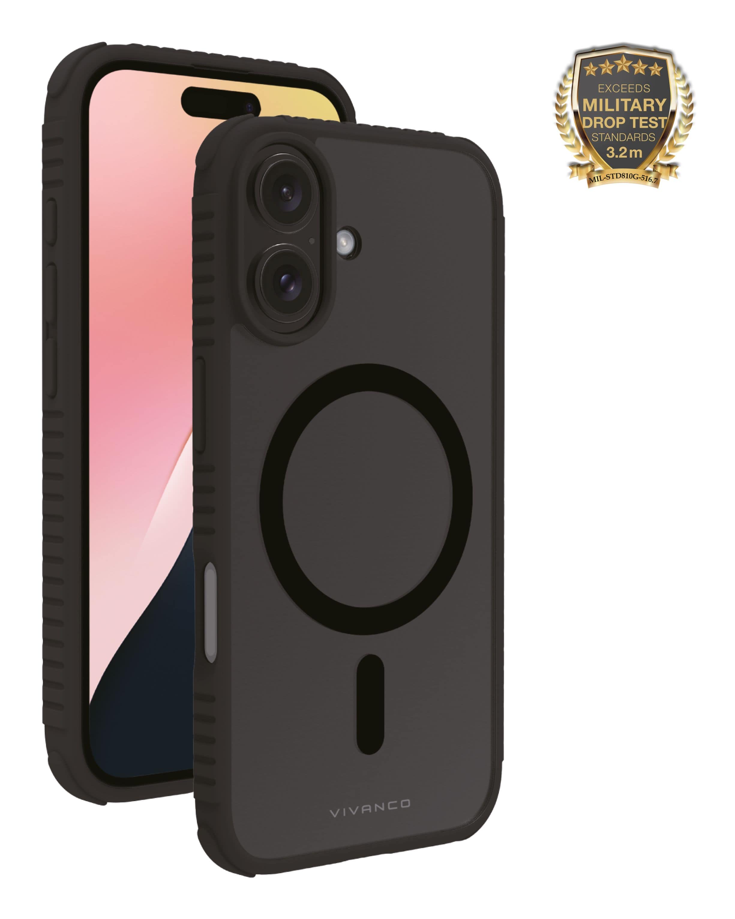 Vivanco Mag Solid Elite Cover für iPhone 16 (Schwarz, Durchscheinend) 64221