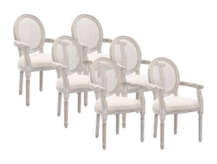 Vente-unique - Stuhl 6er-Set Antoinette - Holz Beige Gestell aus exotischem Holz Gepolsterte Sitzfläche für mehr Komfort