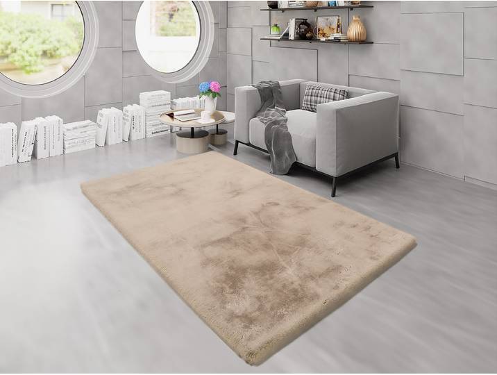 Tapis en fourrure Lavabile Extra Beige/Taupe 70 x 130cm Fourrure synthétique