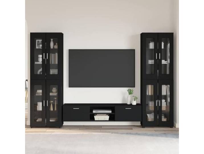 KFPOERTFGD TV-Schrankset Florin. Wohnwand mit Schubladen 150x39x30 cm Holzwerkstoff, Mattes Design, Inklusive 2 Highboards, Modernes Wohnzimmer