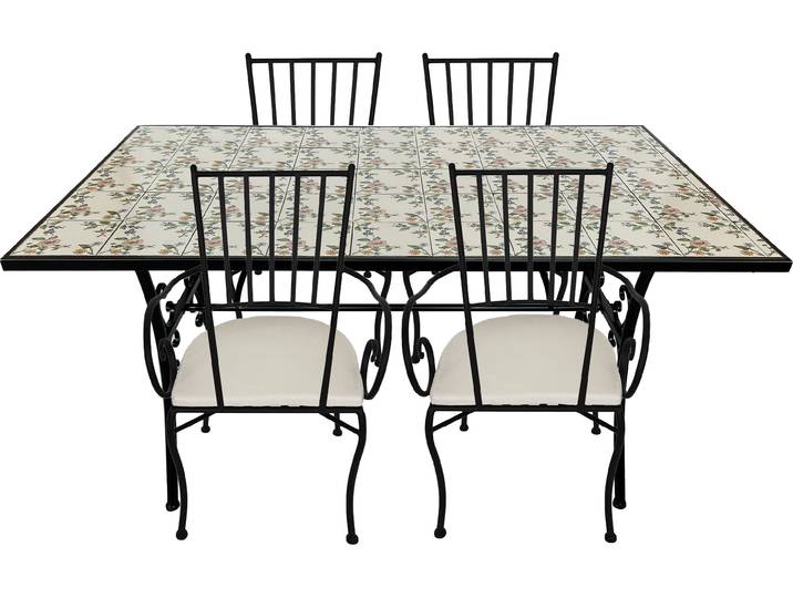 Axi Leonie Table Et Chaise Bistrot\, 4 Chaises 1 Table\, Ensemble Bistro Extérieur\, Mosaique Bleu Mediterrannéen - Salon De Jardin Bistrot\, Table