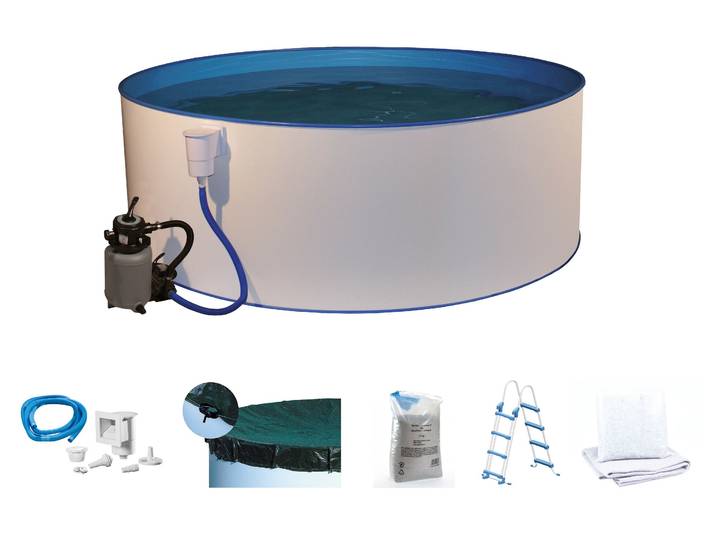 Rundpool MY POOL BWT inkl. Sicherheitsleiter und weiterem Zubehör , weiß, H:120cm Ø:450cm, Schwimmbecken, Rundpool, in verschiedenen Größen