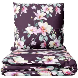 Leonado Vicenti Bettwäsche Baumwolle 135x200 Biber Set Blumen Geblümt flauschig warm mit Reißverschluss