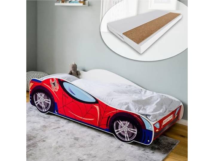 Kids Collective Autobett Kinderbett Jugendbett 70x140 80x160 mit Rausfallschutz & Matratze Kinder Spielbett Rennfahrer