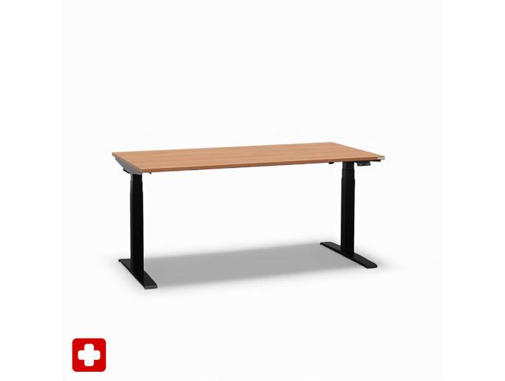 Ergonomischer Schreibtisch el. höhenverstellbar Tradingzone GO Swiss 160x80 cm, Birnbaum/Schwarz, Neu, Tisch - ideal fürs Homeoffice oder Büro