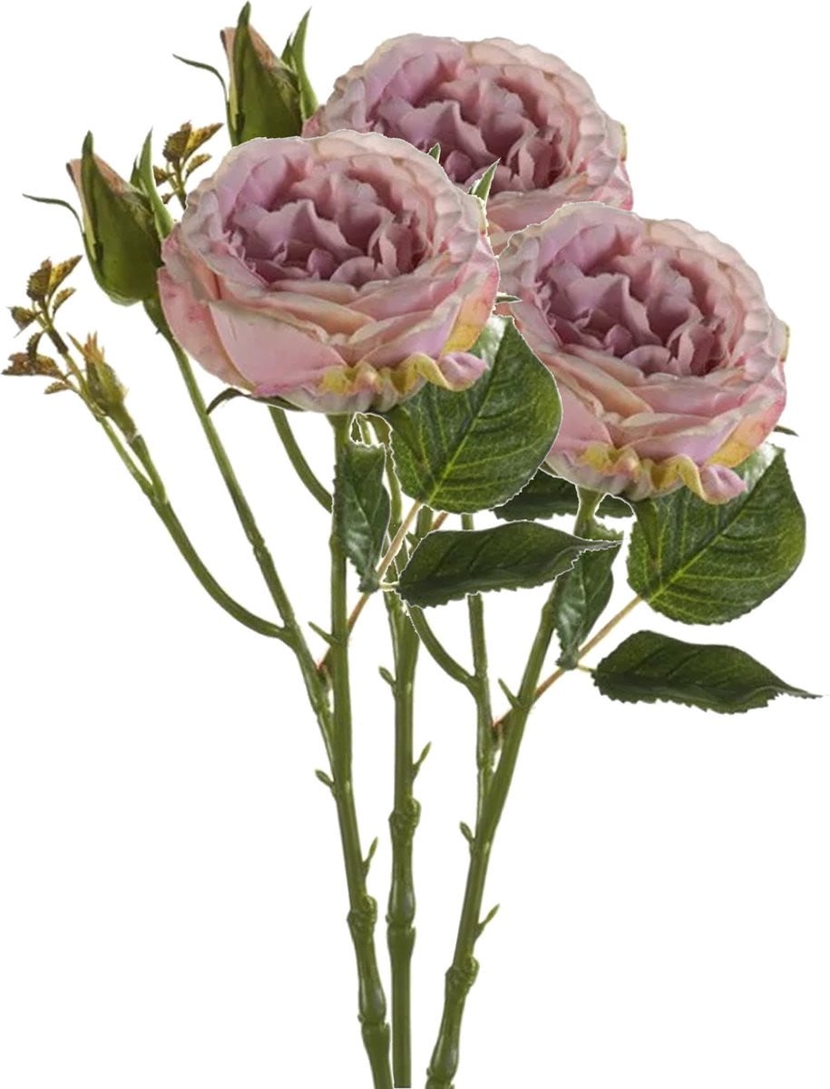 Emerald Kunstbloem Anne Paarse Roos - 3 stuks - 37 cm