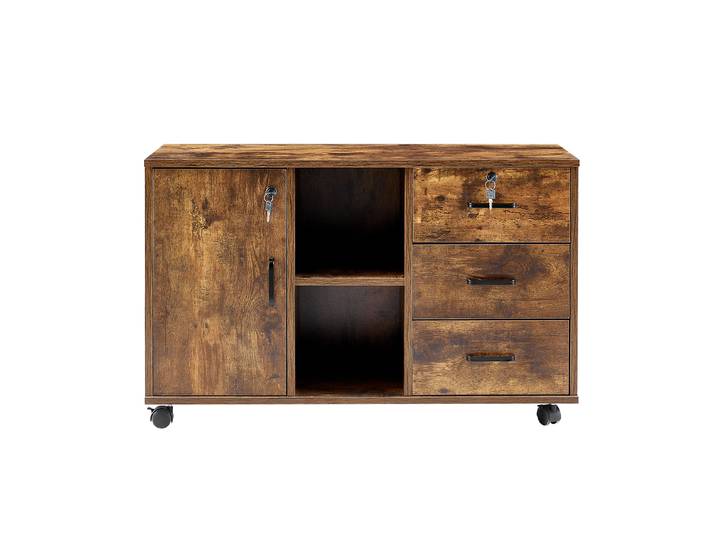 Conteneur à roulettes verrouillable avec 3 tiroirs, armoire de bureau sur roulettes