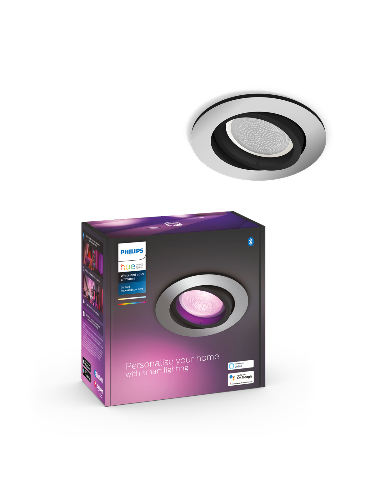 Philips Hue Centura Recessed Spotlight Round - Aluminium