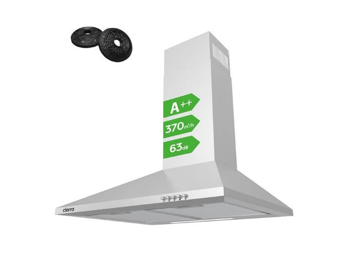 CIARRA Wandhaube 60 cm & 90 cm Dunstabzugshaube A++ 406 m³/h Umluft & Abluft 3 Stufen Serie CBCS6201 Dunstabzugshaube 60 cm A++ 404 m³/h Umluft & Abluft 3 Stufen Silber