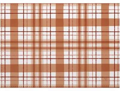 Thirstystone Rust Plaid Luxurious Vegan Leather Placemats 4 Pack Look and Feel of Genuine Leather Infused with Copper Easily Wipes Clean