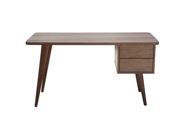Bureau avec rangements 2 tiroirs bois foncé noyer L140 cm FIFTIES