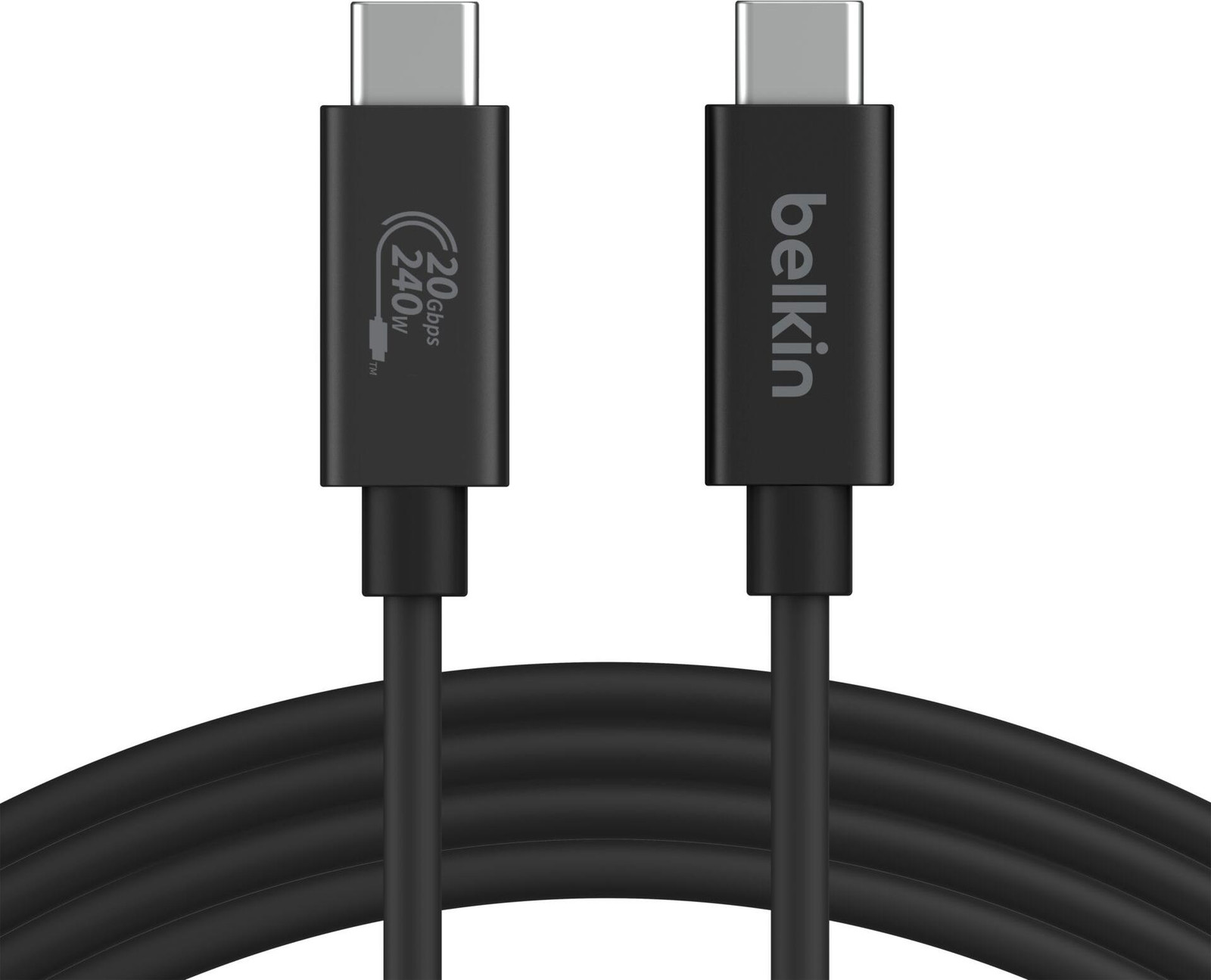 Belkin USB4 Kabel USB-C naar USB-C, 2 meter, 240W, 20 Gbit/s, zwart
