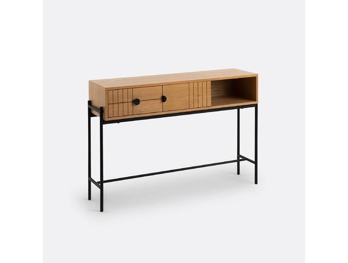 LA REDOUTE Console plaqué chêne avec rangement Clara Beige Chêne