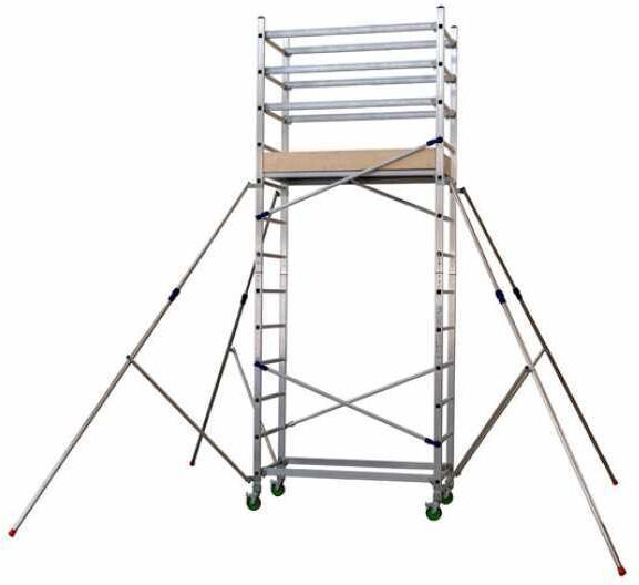 Facal Alto 410 - Trabattello professionale in alluminio - 4 ruote frenanti - Altezza 4,10m