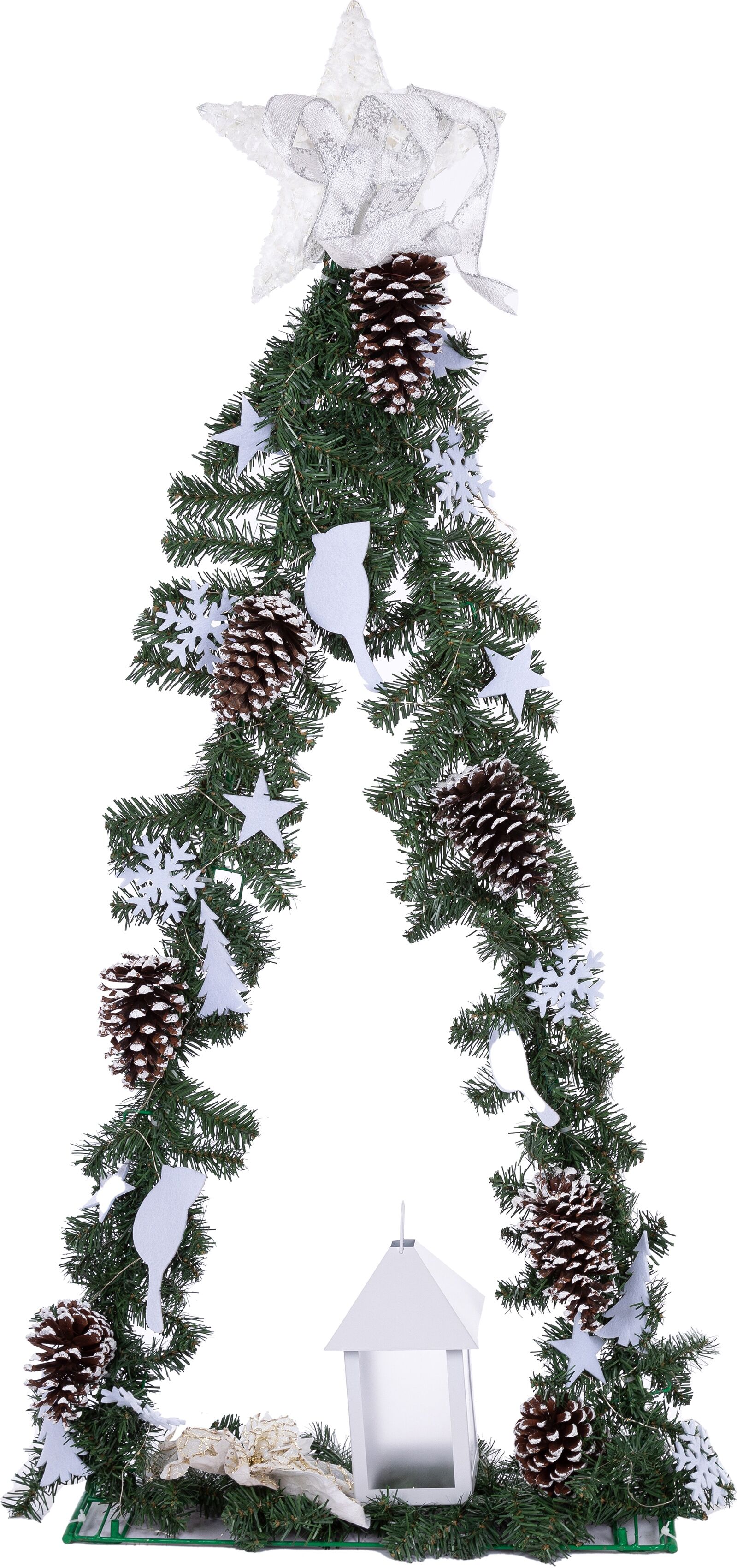 Dekobaum, weiß, B:20cm H:127cm, Kunststoff, MYFLAIR MÖBEL & ACCESSOIRES, Dekofiguren, Dekobaum, Weihnachtsdeko mit 70 warmweißen LED's, Höhe ca. 127 cm