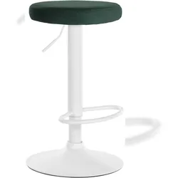 Décoshop26 - Barhocker x1 schlichtes Design höhenverstellbar grüner Samtbezug weiße Metallbeine 10_0005358 10_0005358