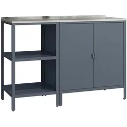 Casa.Pro, Outdoor Küche, Outdoorset Bolognano Standregal und Schrank Dunkelgrau, matt