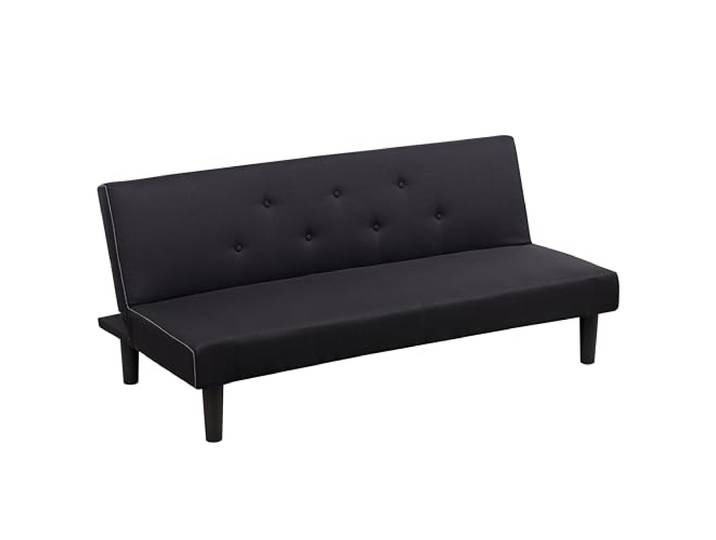 Baroni Home 3-Sitzer Stoff Sofa Bett umwandelbar in Polsterbett, Liegesofa mit Kunststoffbeinen für Wohnzimmer, Gästezimmer, Öffnet 93 cm, 167x70x77 cm (Schwarz)
