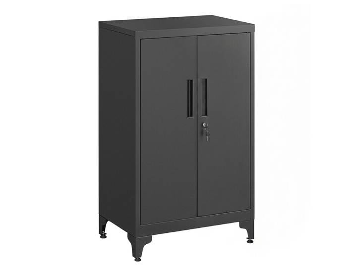 JOYFURNOS Armoire de rangement en métal avec portes verrouillables et étagères - Noir