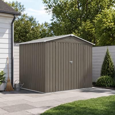 Kodotan sofa 8*6 FTOutdoor Metal Storage Shed, Galvanized Steel Panel Tool House with Lockable Double Door & Built-in Vents(7.84*5.71 FT)