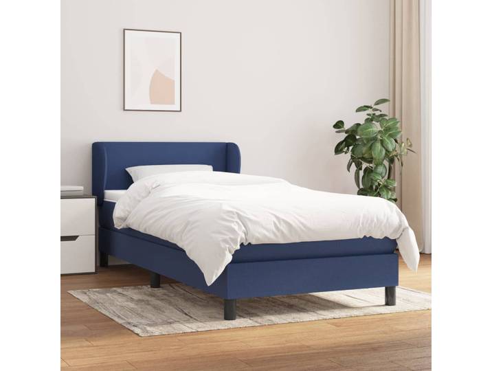 vidaXL Boxspringbett mit Matratze Blau 90x200 cm Stoff