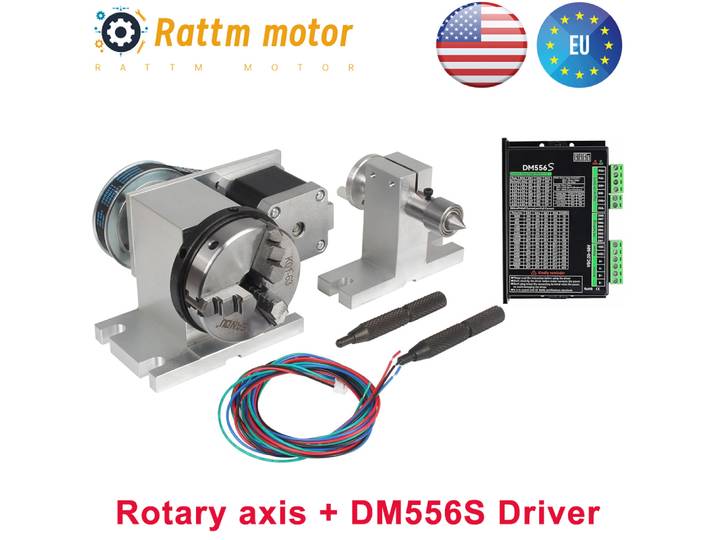 CNC rotatif quatrième 4ème axe tête de division axe de Rotation 4:1 K11-65mm avec pilote DM556S pour fraiseuse de routeur