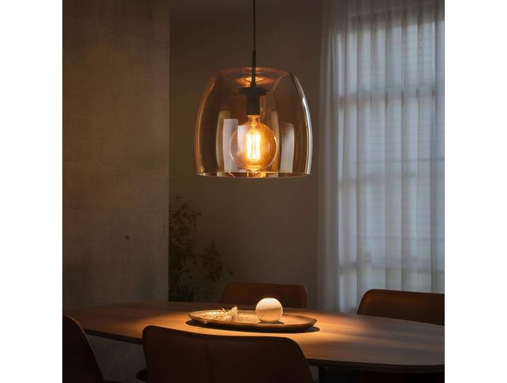 Luminaire en suspension avec abat-jour en verre ambré - Opala