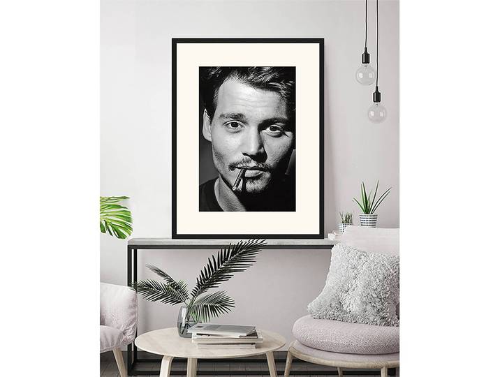 Bild Johnny Depp Rahmen: Massivholz Buche, lackiert Abdeckung: Plexiglas Schwarz 43 x 53cm