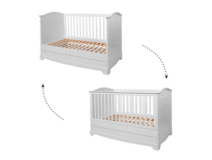 Petits-meubles Gitterbett 70/140 Royal Weiß, Holzwerkstoff, 70x140 cm, Baby- und Kindermöbel, Babyzimmer, Babybett, Gitterbett