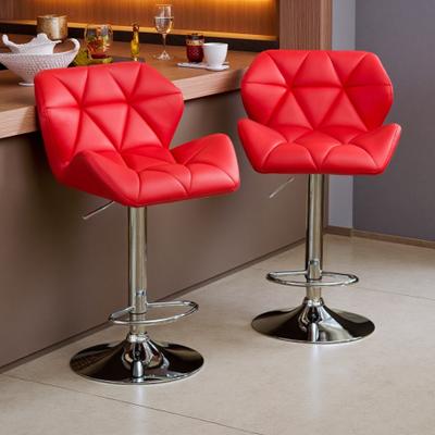 ZWYO HOSIMU PU Leather Tufted Adjustable Bar Stools Set of 2 with Swivel Function and Built-In Footrest