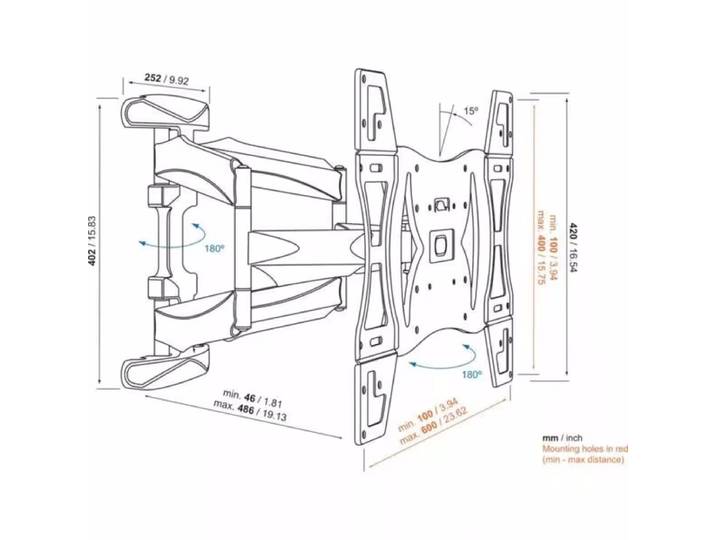 Vogel´s PRO#8 FULL-MOTION TV MOUNT 82  Wandhalterung – TV Wandhalterung – schwarz