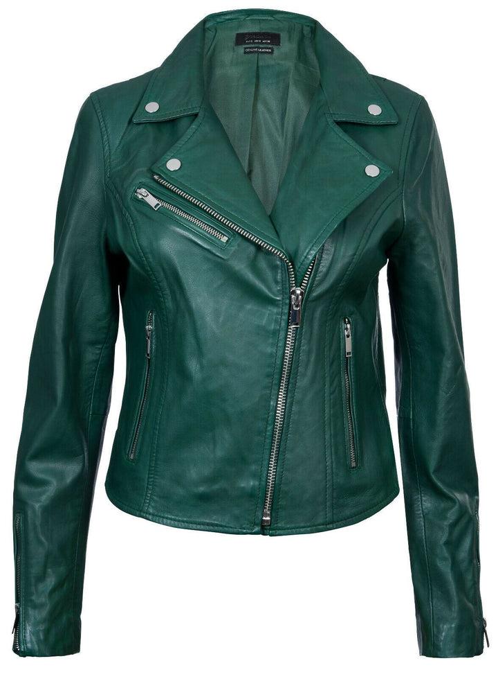 Klassische Damen-Brando-Bikerjacke aus Leder in Loughton